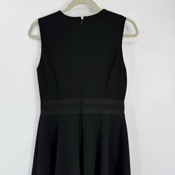 Calvin Klein Black Fit Flare Dress Sleeveless Mesh Hem Size 10 Business Party - Picture 7 of 13